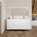 Gaia Classic Vanity Unit with Corian Basin 4 Drawers Luxe Size White Std handle Front View 12cm