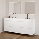 Gaia Classic Vanity Unit with Corian Basin 4 Drawers Luxe Size White Std handle Side View 12cm