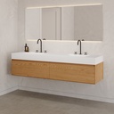 Gaia Wood Edge Vanity Unit with Corian® Basin 2 Aligned Drawers Luxe Size Pure Std Side View 12cm