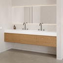 Gaia Wood Edge Vanity Unit with Corian® Basin 3 Aligned Drawers Luxe Size Pure Std Side View 12cm