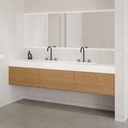 Gaia Wood Edge Vanity Unit with Corian® Basin 3 Aligned Drawers Luxe Size Pure Push Side View 12cm