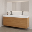 Gaia Wood Edge Vanity Unit with Corian® Basin 4 Drawers Luxe Size Pure Push Side View 12cm