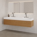 Gaia Wood Vanity Unit with Corian® Basin 2 Aligned Drawers Luxe Size Pure Push Side View 12cm