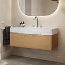 Gaia Wood Vanity Unit with Corian® Basin 1 Drawer Pure Push Side View 12cm