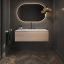 Gaia Wood Edge Vanity Unit with Corian® Basin | 1 Drawer Light Standard Front