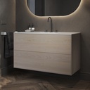 Gaia Wood Edge Vanity Unit with Corian® Basin | 2 Stacked Drawers Light Push Side