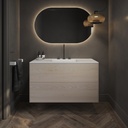 Gaia Wood Edge Vanity Unit with Corian® Basin | 2 Stacked Drawers Light Push Front