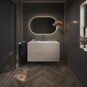 Gaia Wood Edge Vanity Unit with Corian® Basin | 2 Stacked Drawers Light Push Overview