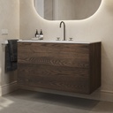 Gaia Wood Edge Vanity Unit with Corian® Basin | 2 Stacked Drawers Dark Push Side