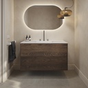 Gaia Wood Edge Vanity Unit with Corian® Basin | 2 Stacked Drawers Dark Push Front