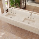 Andromeda Deep Marble Double Wall-Hung Washbasin Travertine Marble Side View