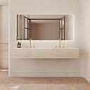 Cassiopeia Deep Marble Double Wall-Hung Washbasin Travertine Marble Front View