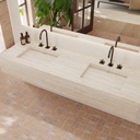 Gliese Deep Marble Double Wall-Hung Washbasin Travertine Marble Side View