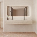 Gliese Deep Marble Double Wall-Hung Washbasin Travertine Marble Front View