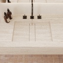 Hatysa Deep Marble Double Wall-Hung Washbasin Travertine Marble Top View