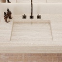 Sagitta Deep Marble Double Wall-Hung Washbasin Travertine Marble Top View