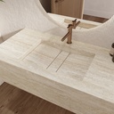 Hatysa Deep Marble Single Wall-Hung Washbasin Travertine Marble Side View