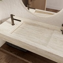 Perseus Slim Marble Single Wall-Hung Washbasin Travertine Marble Side View