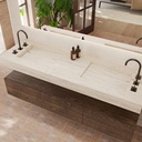 Perseus Slim Marble Double Wall-Hung Washbasin Travertine Marble Side View