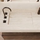 Perseus Slim Marble Double Wall-Hung Washbasin Travertine Marble Top View