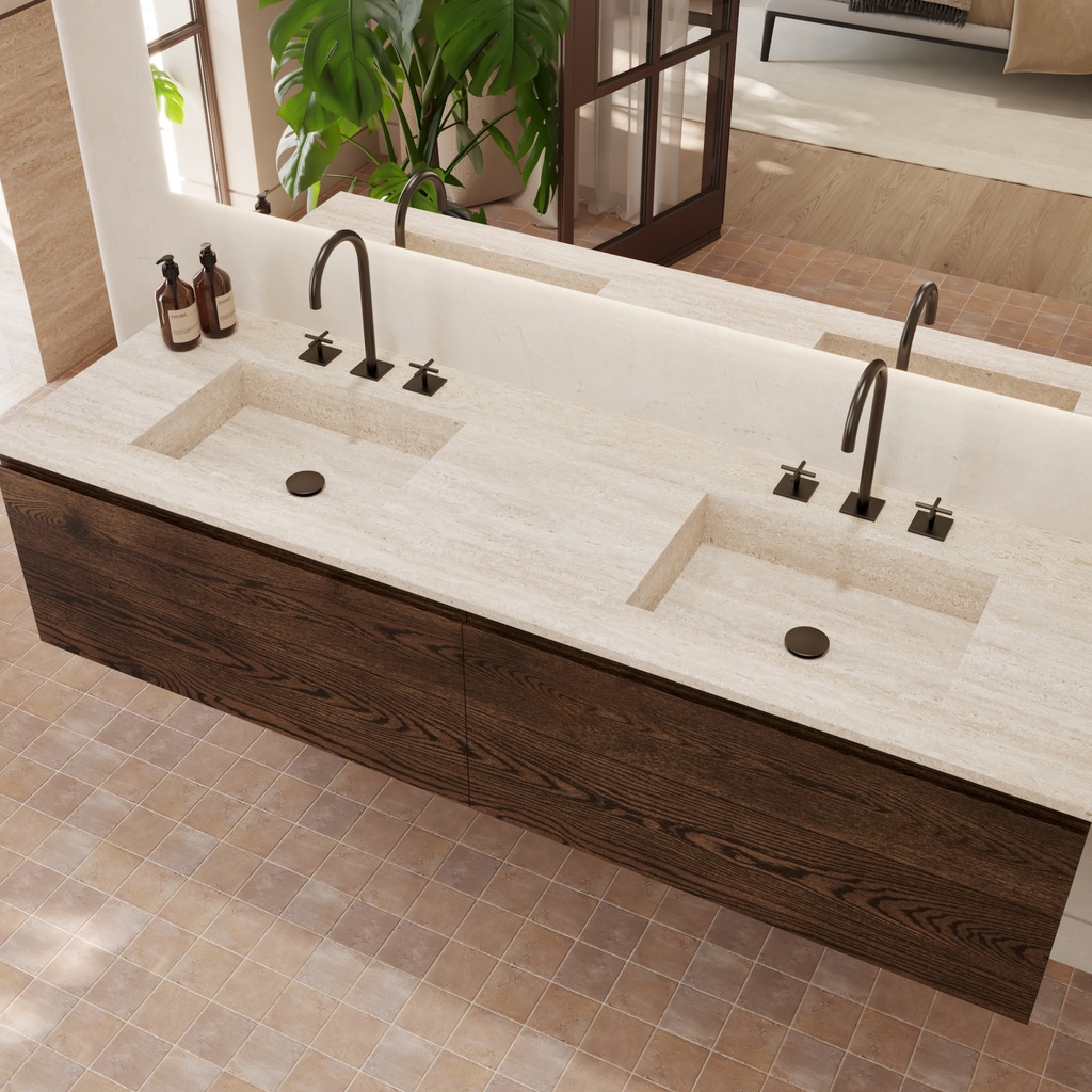 Andromeda Marble Double Vanity Top Travertine Side View