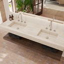 Andromeda Slim Marble Double Wall-Hung Washbasin Travertine Marble Side View