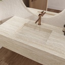 Cassiopeia Deep Marble Single Wall-Hung Washbasin Travertine Marble Side View