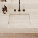 Gliese Deep Marble Double Wall-Hung Washbasin Travertine Marble Top View