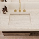 Gliese Slim Marble Double Wall-Hung Washbasin Travertine Marble Top View