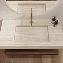 Gliese Slim Marble Single Wall-Hung Washbasin Travertine Top View