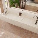 Perseus Deep Marble Double Wall-Hung Washbasin Travertine Marble Side View