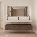 Perseus Slim Marble Double Wall-Hung Washbasin Travertine Marble Front View