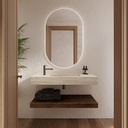 Perseus Slim Marble Single Wall-Hung Washbasin Travertine Marble Front View