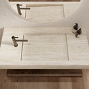 Perseus Slim Marble Single Wall-Hung Washbasin Travertine Marble Top View