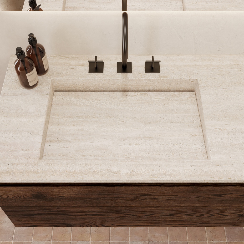 Sagitta Marble Double Vanity Top Travertine  Top