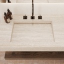 Sagitta Slim Marble Double Wall-Hung Washbasin Travertine Marble Top View