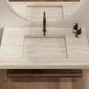 Sagitta Slim Marble Single Wall-Hung Washbasin Travertine Top View