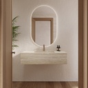 Sagitta Deep Marble Single Wall-Hung Washbasin Travertine Marble Front View