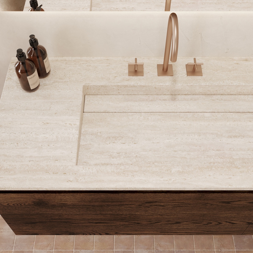 Cassiopeia Plus Marble Vanity Top Travertine Marble Top View