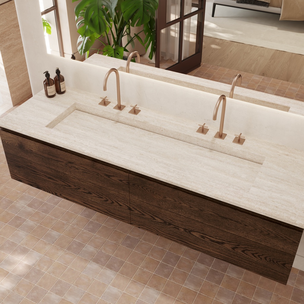 Gliese Plus Marble Vanity Top Travertine Marble Side View