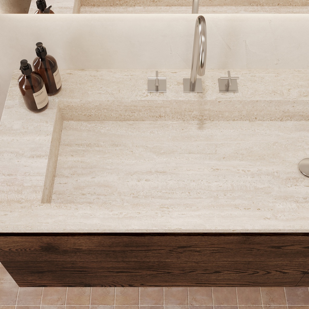 Andromeda Plus Travertine Vanity Top Top View