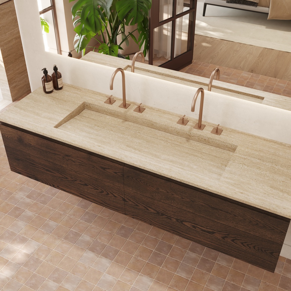 Cassiopeia Plus Travertine Vanity Top Side View