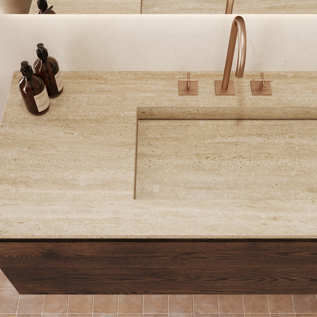 Gliese Plus Travertine Vanity Top Top View