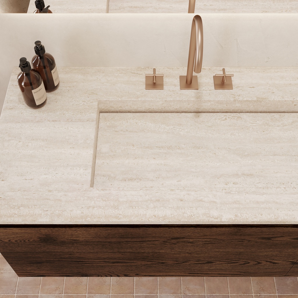 Gliese Plus Travertine Vanity Top Top View