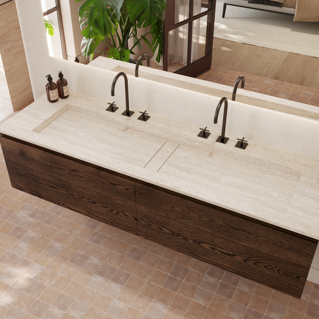 Hatysa Plus Travertine Vanity Top Side View