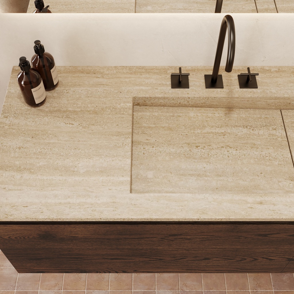 Hatysa Plus Travertine Vanity Top Top View