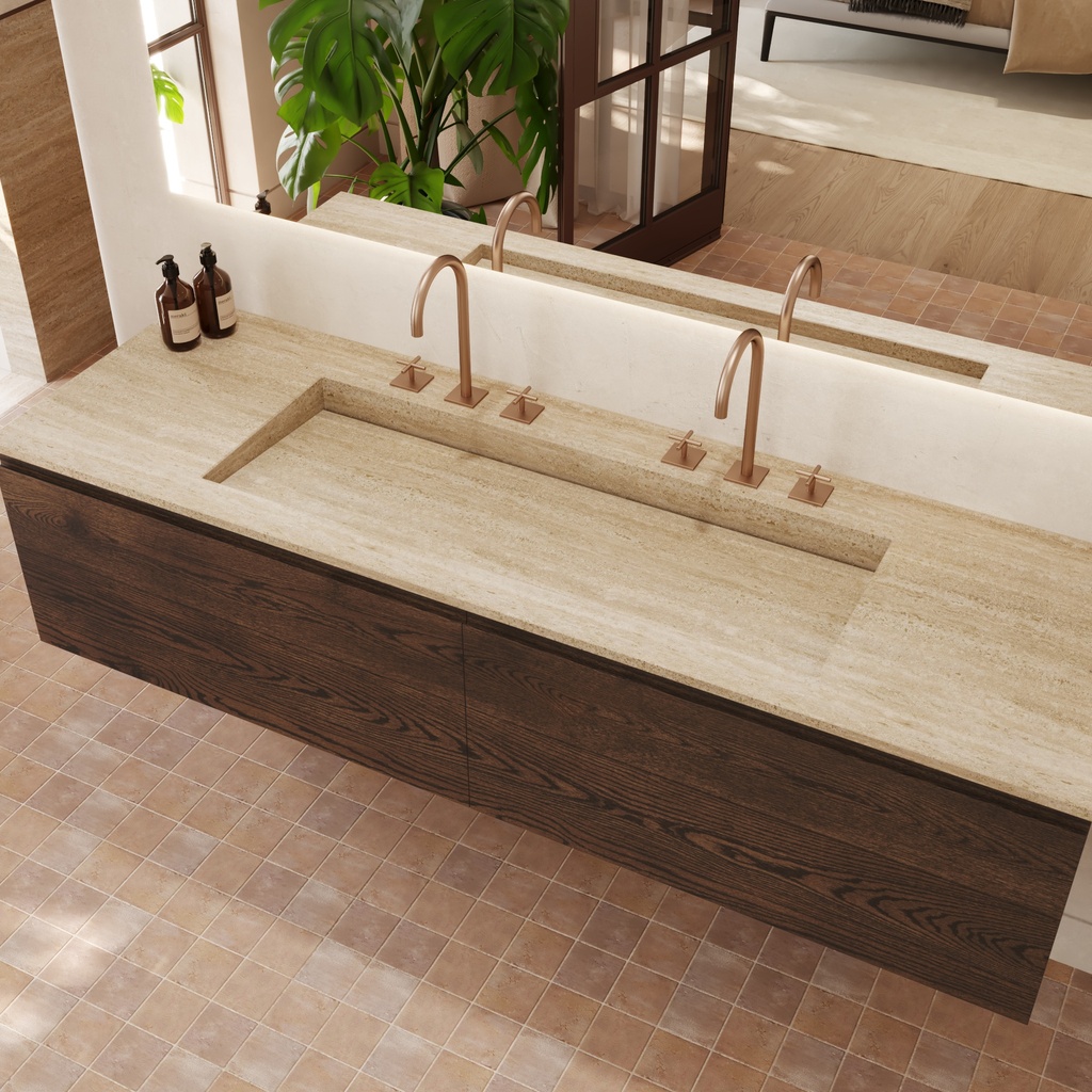 Sagitta Plus Travertine Vanity Top Side View