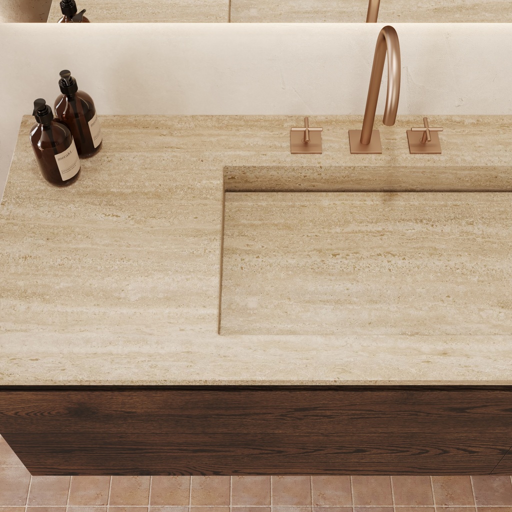 Sagitta Plus Travertine Vanity Top Top View