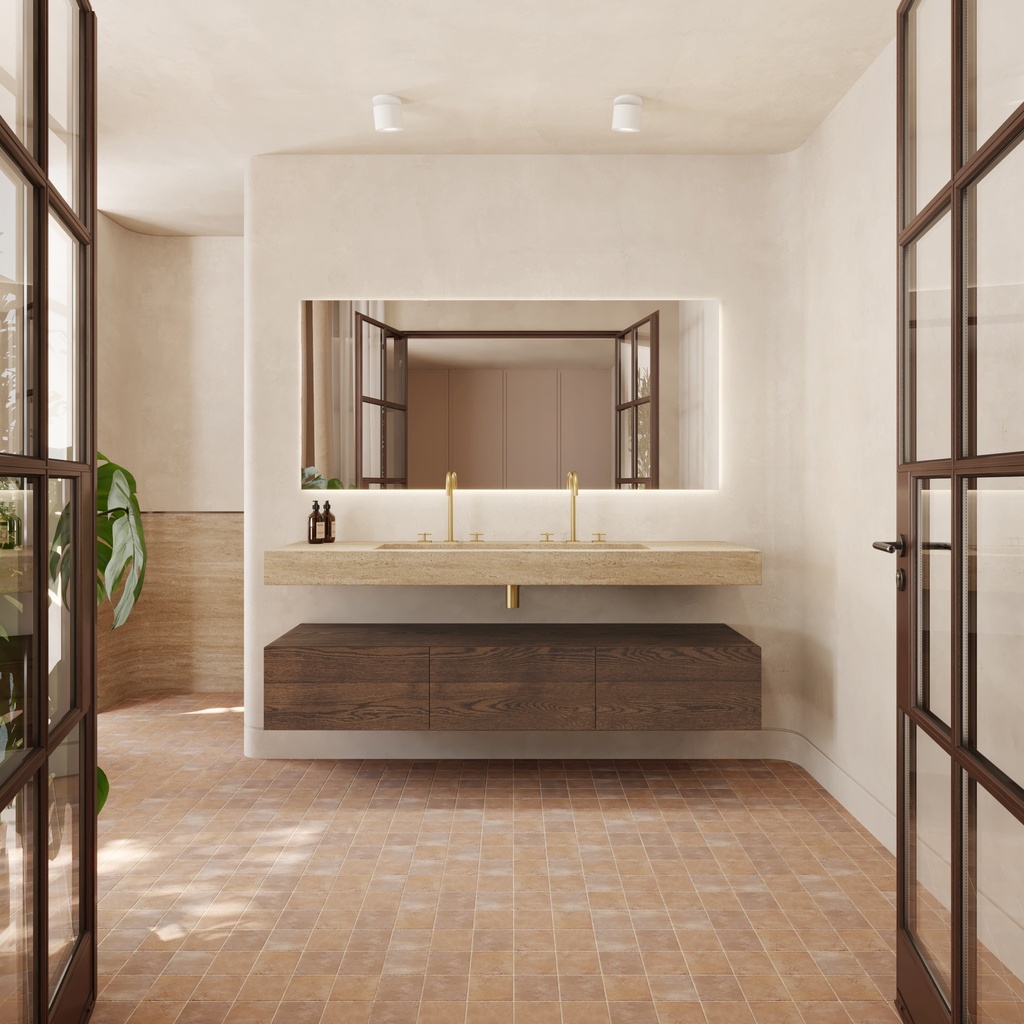 Cassiopeia Plus Slim Marble Wall-Hung Washbasin Travertine Marble Overview