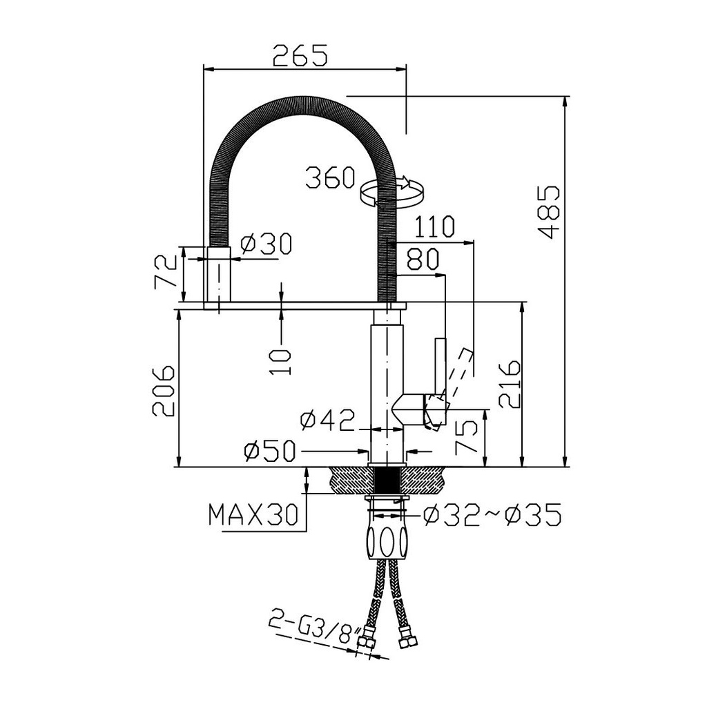 Mentha Deck-Mounted Kitchen Tap - 1220026 Bruma td